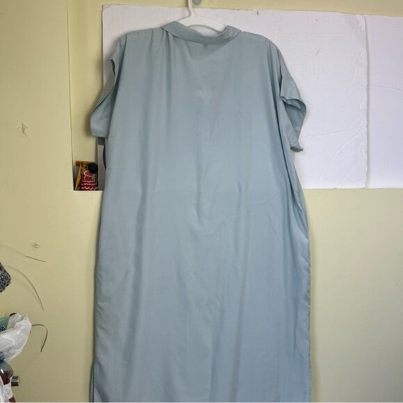 Eileen Fisher Cornflower Dress Tencel Shirt Collar Pockets Classic Minimalist L - Picture 10 of 14